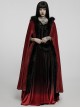 Gothic Style Luxury Faux Rabbit Fur Fabric Exquisite Lace Trim Plush Decoration Noble Red Hooded Long Cloak