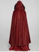Gothic Style Luxury Faux Rabbit Fur Fabric Exquisite Lace Trim Plush Decoration Noble Red Hooded Long Cloak