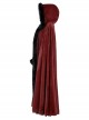 Gothic Style Luxury Faux Rabbit Fur Fabric Exquisite Lace Trim Plush Decoration Noble Red Hooded Long Cloak