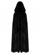 Gothic Style Soft Faux Rabbit Fur Fabric Winter Warm Exquisite Lace Trim Plush Black Hooded Long Cloak