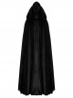 Gothic Style Soft Faux Rabbit Fur Fabric Winter Warm Exquisite Lace Trim Plush Black Hooded Long Cloak
