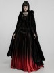 Gothic Style Soft Faux Rabbit Fur Fabric Winter Warm Exquisite Lace Trim Plush Black Hooded Long Cloak
