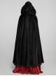 Gothic Style Soft Faux Rabbit Fur Fabric Winter Warm Exquisite Lace Trim Plush Black Hooded Long Cloak