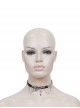 Punk Style Asymmetrical Leather Stitching Metal Chain Front Spider Web Pendant Decoration Black Personality Necklace