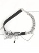Punk Style Asymmetrical Leather Stitching Metal Chain Front Spider Web Pendant Decoration Black Personality Necklace
