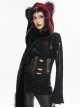 Punk Style Personalized Warm Velvet Metal Skull Black And Red Hooded Scarf