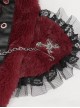 Punk Style Personalized Warm Velvet Metal Skull Black And Red Hooded Scarf