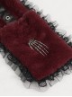 Punk Style Personalized Warm Velvet Metal Skull Black And Red Hooded Scarf