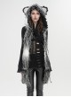 Punk Style Personalized Warm Velvet Metal Eyelets Black And Gray Cat Ears Hooded Scarf