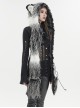 Punk Style Personalized Warm Velvet Metal Eyelets Black And Gray Cat Ears Hooded Scarf