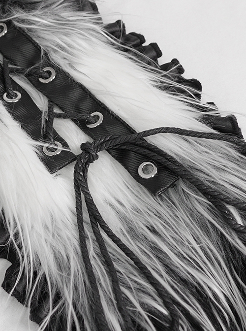 Punk Style Personalized Warm Velvet Metal Eyelets Black And Gray Cat Ears Hooded Scarf