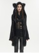Punk Style Fur Laminated Statement Batwing Pocket Black Hand Hooded Scarf