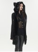 Punk Style Fur Laminated Statement Batwing Pocket Black Hand Hooded Scarf