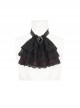 Gothic Elegant Cascading Lace Front Glass Diamond Embellished Black And Red Adjustable Collar