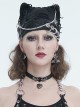 Punk Style Personality Stiff Knit With Metal Chain Black Breathable Cat Ear Hat