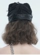 Punk Style Personality Stiff Knit With Metal Chain Black Breathable Cat Ear Hat