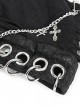 Punk Style Personality Stiff Knit With Metal Chain Black Breathable Cat Ear Hat