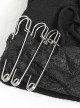 Punk Style Personality Stiff Knit With Metal Chain Black Breathable Cat Ear Hat