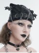 Punk Style Personality Stiff Pleated Knit With Metal Chain Black Breathable Bat Wing Hat