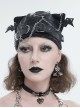 Punk Style Personality Stiff Pleated Knit With Metal Chain Black Breathable Bat Wing Hat