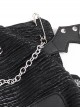 Punk Style Personality Stiff Pleated Knit With Metal Chain Black Breathable Bat Wing Hat