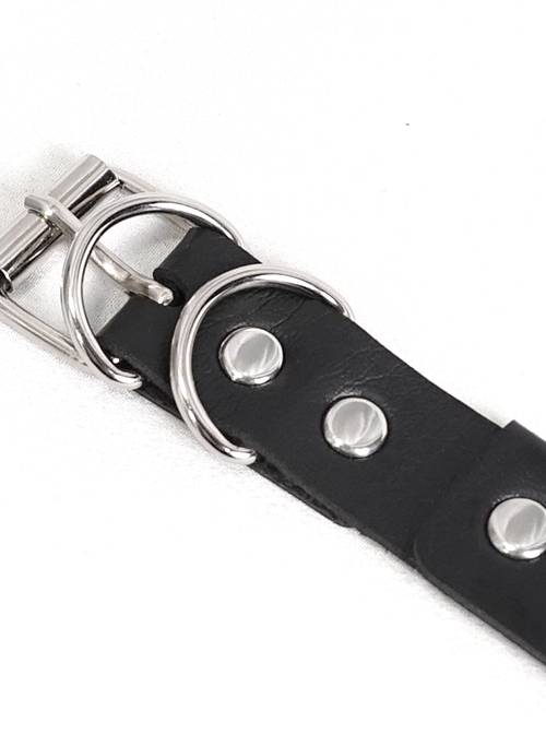 Gothic Style Sexy Rivet Imitation Leather Collar Metal Chain Link Black Cross Nipple Sticker