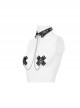 Gothic Style Sexy Rivet Imitation Leather Collar Metal Chain Link Black Cross Nipple Sticker