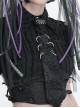 Punk Style Handsome Crackle Rubberized Knitted Side Detachable Metal Ring Black Skull Tie