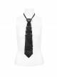 Punk Style Handsome Crackle Rubberized Knitted Side Detachable Metal Ring Black Skull Tie