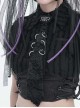 Punk Style Handsome Crackle Rubberized Knitted Side Detachable Metal Ring Black Skull Tie