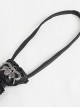 Punk Style Handsome Crackle Rubberized Knitted Side Detachable Metal Ring Black Skull Tie