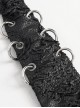 Punk Style Handsome Crackle Rubberized Knitted Side Detachable Metal Ring Black Skull Tie