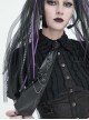 Punk Style Asymmetric Metal Rivet Decorated Front Center Slit Black Leather Tie
