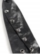Punk Style Asymmetric Metal Rivet Decorated Front Center Slit Black Leather Tie