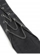 Punk Style Asymmetric Metal Rivet Decorated Front Center Slit Black Leather Tie