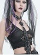 Gothic Style Adjustable Personalized Metal Rivet Decoration Black PU Imitation Leather Tie