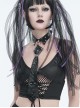 Gothic Style Adjustable Personalized Metal Rivet Decoration Black PU Imitation Leather Tie