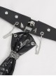 Gothic Style Adjustable Personalized Metal Rivet Decoration Black PU Imitation Leather Tie