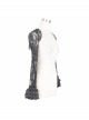 Gothic Style Gorgeous Tassel Elastic Rose Mesh Lace Pleated Black Trumpet Long Sleeve Shawl