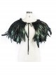 Gothic Style Gorgeous Feather Stitching Lace Collar Black Shawl