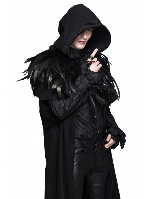 Gothic Style Gorgeous Feather Stitching Lace Collar Black Shawl