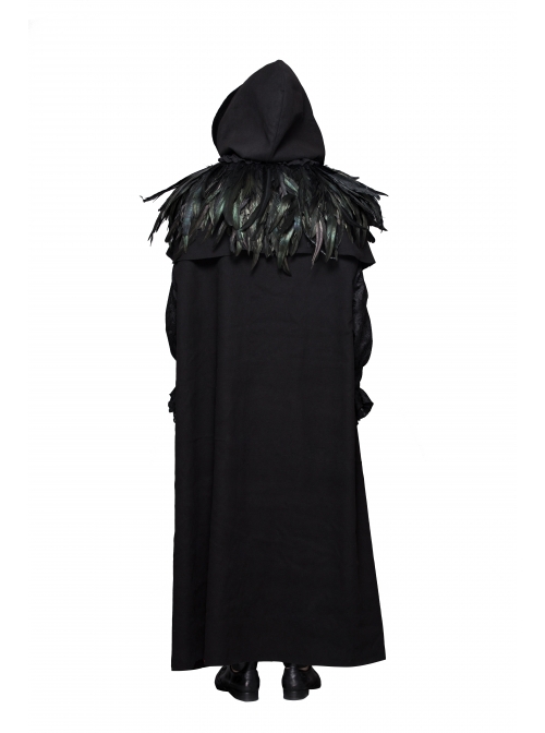 Gothic Style Gorgeous Feather Stitching Lace Collar Black Shawl