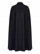 Gothic Style Elegant Stand Collar Gorgeous Embroidery Applique Decoration Placket Black Woolen Long Cloak