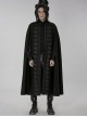Gothic Style Elegant Stand Collar Gorgeous Embroidery Applique Decoration Placket Black Woolen Long Cloak