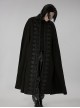 Gothic Style Elegant Stand Collar Gorgeous Embroidery Applique Decoration Placket Black Woolen Long Cloak