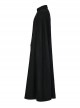 Gothic Style Elegant Stand Collar Gorgeous Embroidery Applique Decoration Placket Black Woolen Long Cloak