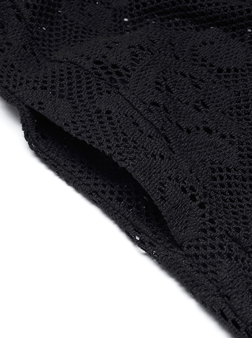 Gothic Style Personality Lace Mesh Slightly Transparent Witch Feeling Black Long Sleeves Hooded Loose Coat