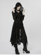 Gothic Style Exquisite Rivet Velvet Drawstring Decoration Mysterious Witch Black Trumpet Sleeves Hooded Coat