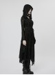 Gothic Style Exquisite Rivet Velvet Drawstring Decoration Mysterious Witch Black Trumpet Sleeves Hooded Coat