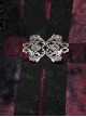 Gothic Style Exquisite Carved Metal Buckle Lace Embellished Cross Strap Unique Black Red Tie Dye Hooded Coat